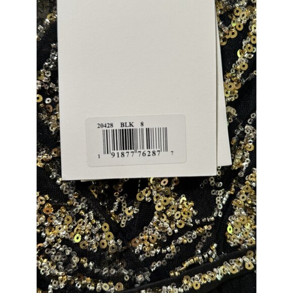 New Mac Duggal 20428 EMBELLISHED GATHERED Puff Sleeve Faux Wrap Gown 8 $798 - Picture 6 of 6